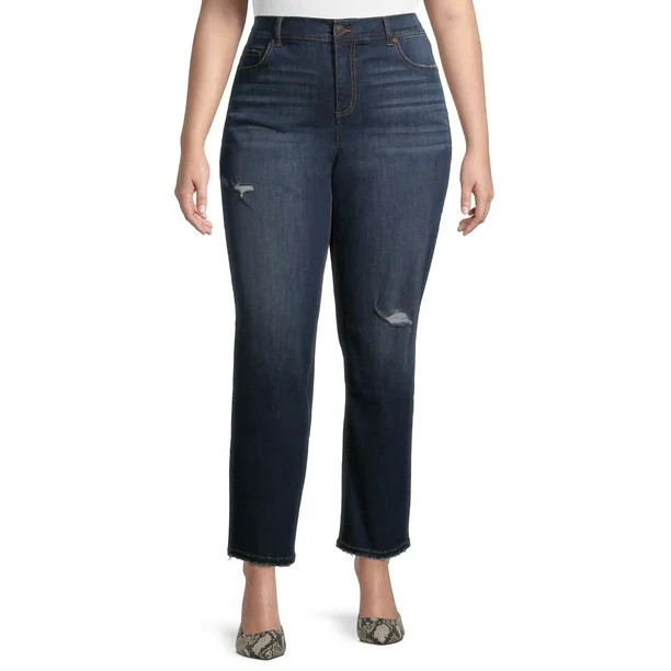 Terra & Sky Women's Plus Size Core Denim Straight Leg Jeans | Walmart (US)