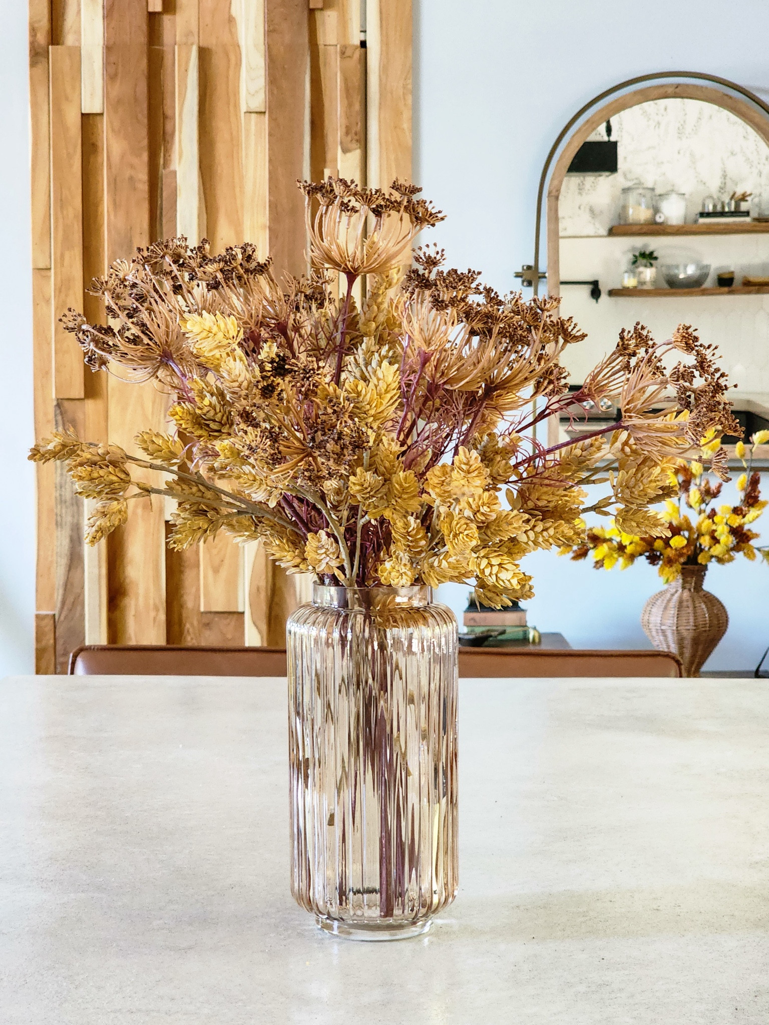 I also snagged some gorgeous faux stems from Target early in the season, along with another inexpensive vase from Walmart, to create the perfect island centerpiece.

#LTKSeasonal #LTKHome #LTKFindsUnder50