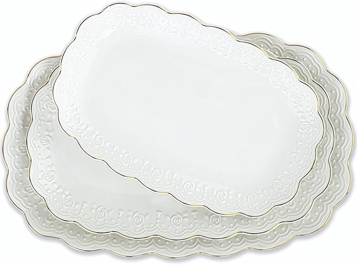Kassel Ceramic Serving Platter Set | 14”/12”/10” Oval Serving Trays for Entertaining at Par... | Amazon (US)