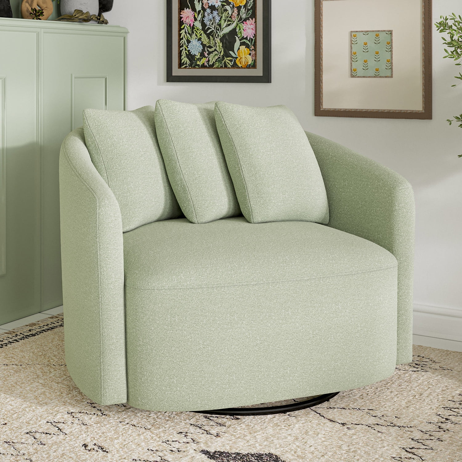 Beautiful Drew Chair by Drew Barrymore, Sage Boucle - Walmart.com | Walmart (US)