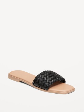 Faux-Leather Woven Slide Sandal | Old Navy (US)