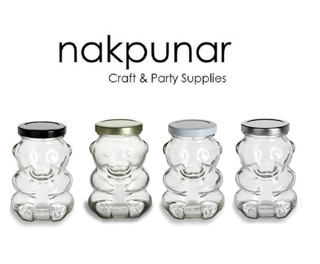 9 Oz Empty Glass Bear Jar With Plastisol Lined Lid in Your Color Choice Storage and Organization ... | Etsy (US)