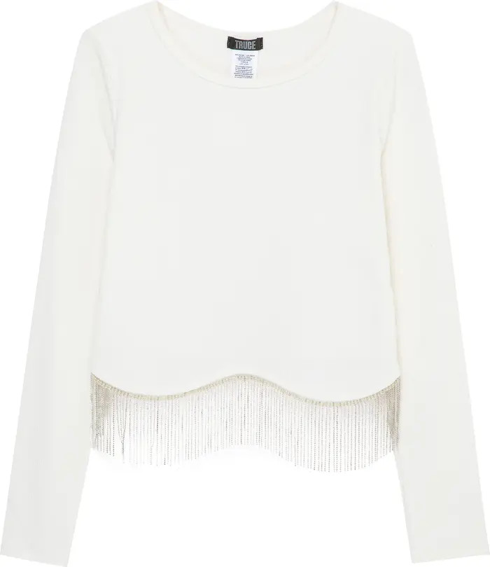 Kids' Fringe Embellished Long Sleeve T-Shirt | Nordstrom