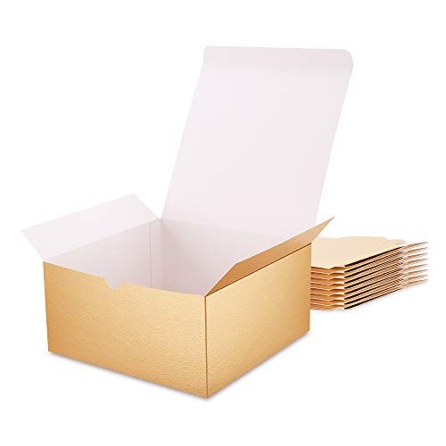 MALICPLUS 10 Gold Gift Boxes 8x8x4 Inches Premium Gift Boxes Paper Gift Boxes with Lids, Bridesmaid  | Amazon (US)