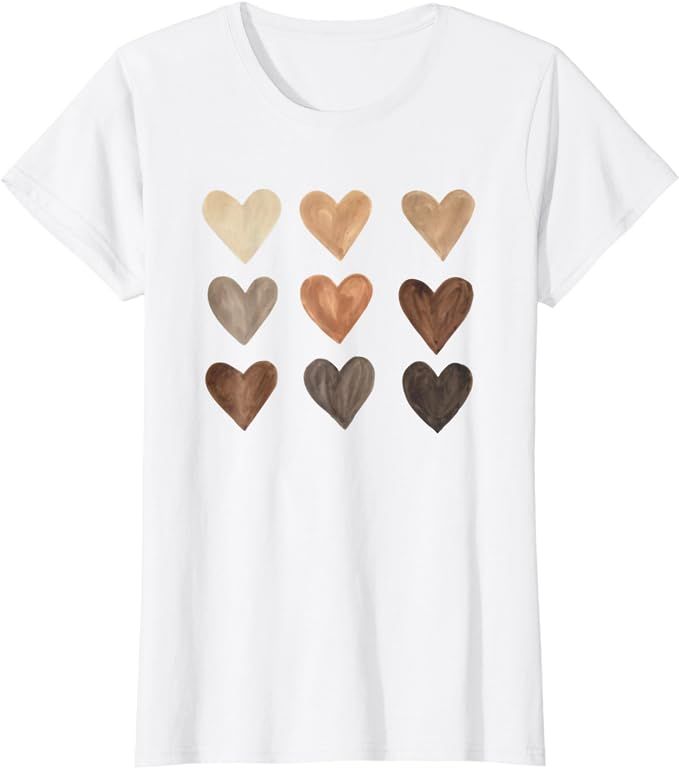 Melanin Colored Hearts Different Shades Love Equality Gift T-Shirt | Amazon (US)