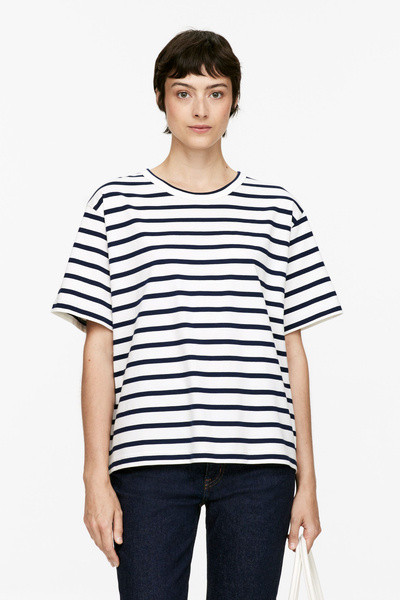 Midweight T-Shirt – Dark Blue/Off White – Women – ARKET GB | Arket UK