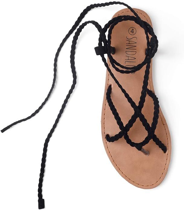 SANDALUP Women Braided Tie up Sandals | Amazon (US)