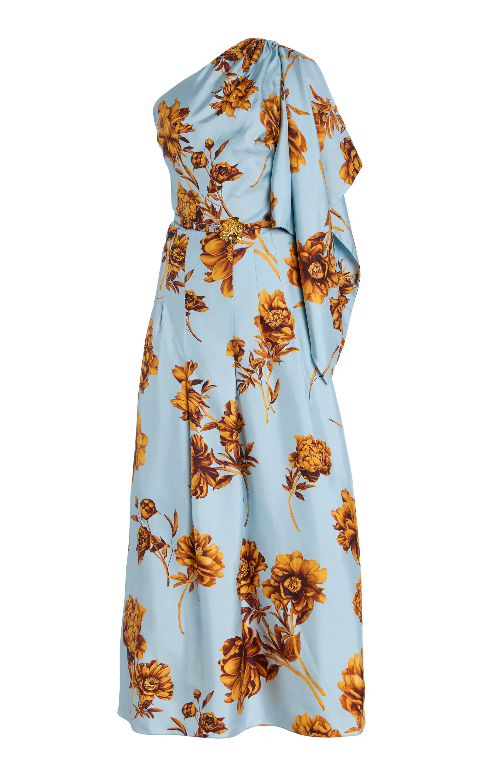 Oscar de la Renta - Asymmetric Printed Silk Maxi Dress - Multi - US 10 - Moda Operandi | Moda Operandi (Global)