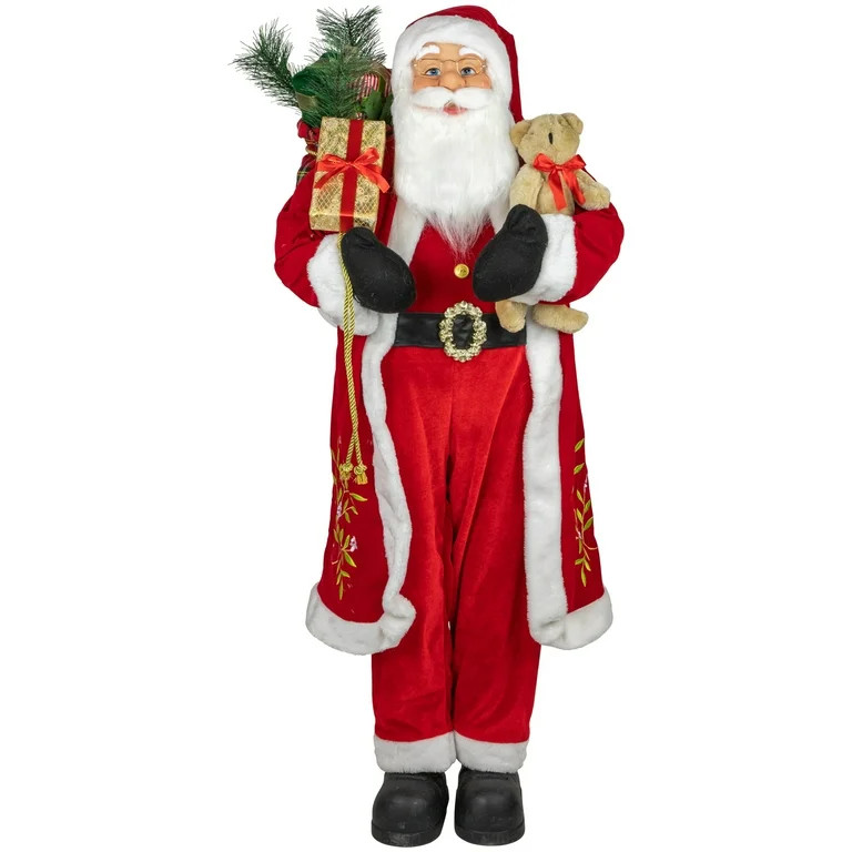 Northlight 48" Santa Claus with Teddy Bear and Gift Sack Standing Christmas Figure | Walmart (US)