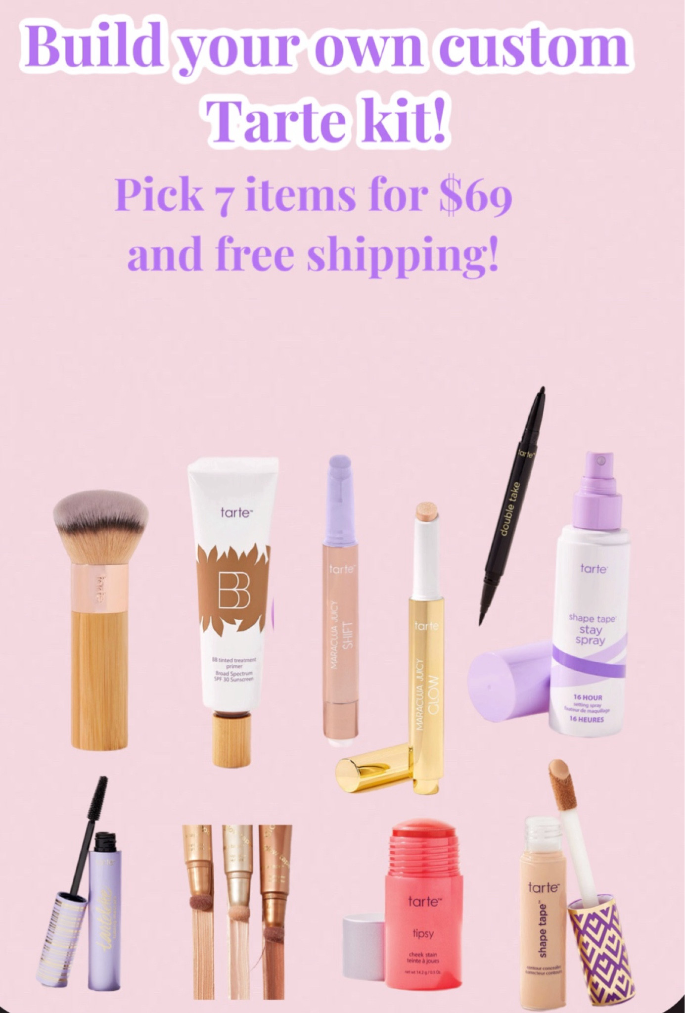 Build your own tarte kit with 7 items for $69!! Here’s some of my favorite #tarte makeup products 

#LTKSaleAlert #LTKFindsUnder100 #LTKBeauty