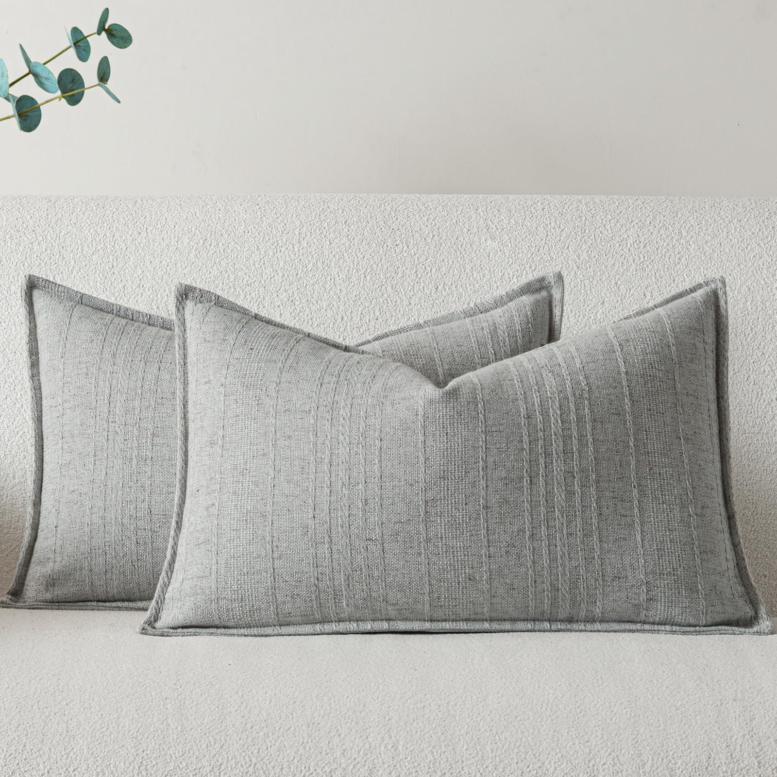 a moment Linen Pillow Covers Set of 2,Boho Farmhouse Throw Pillowcases Neutral Textured Decorativ... | Amazon (US)
