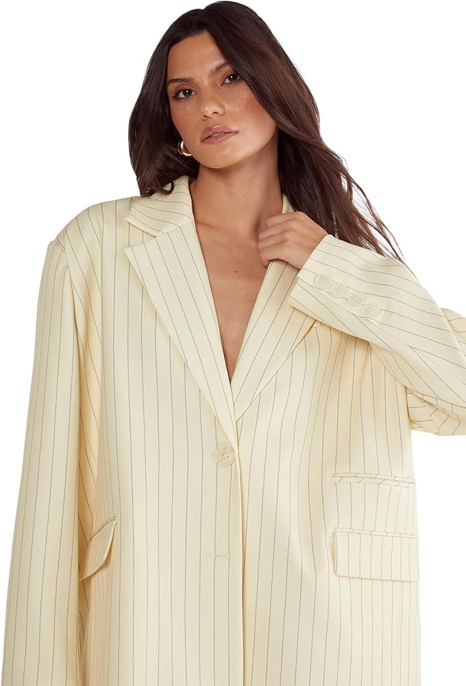 Nasty Gal Womens Butter Pinstripe Tailored Blazer | Amazon (US)