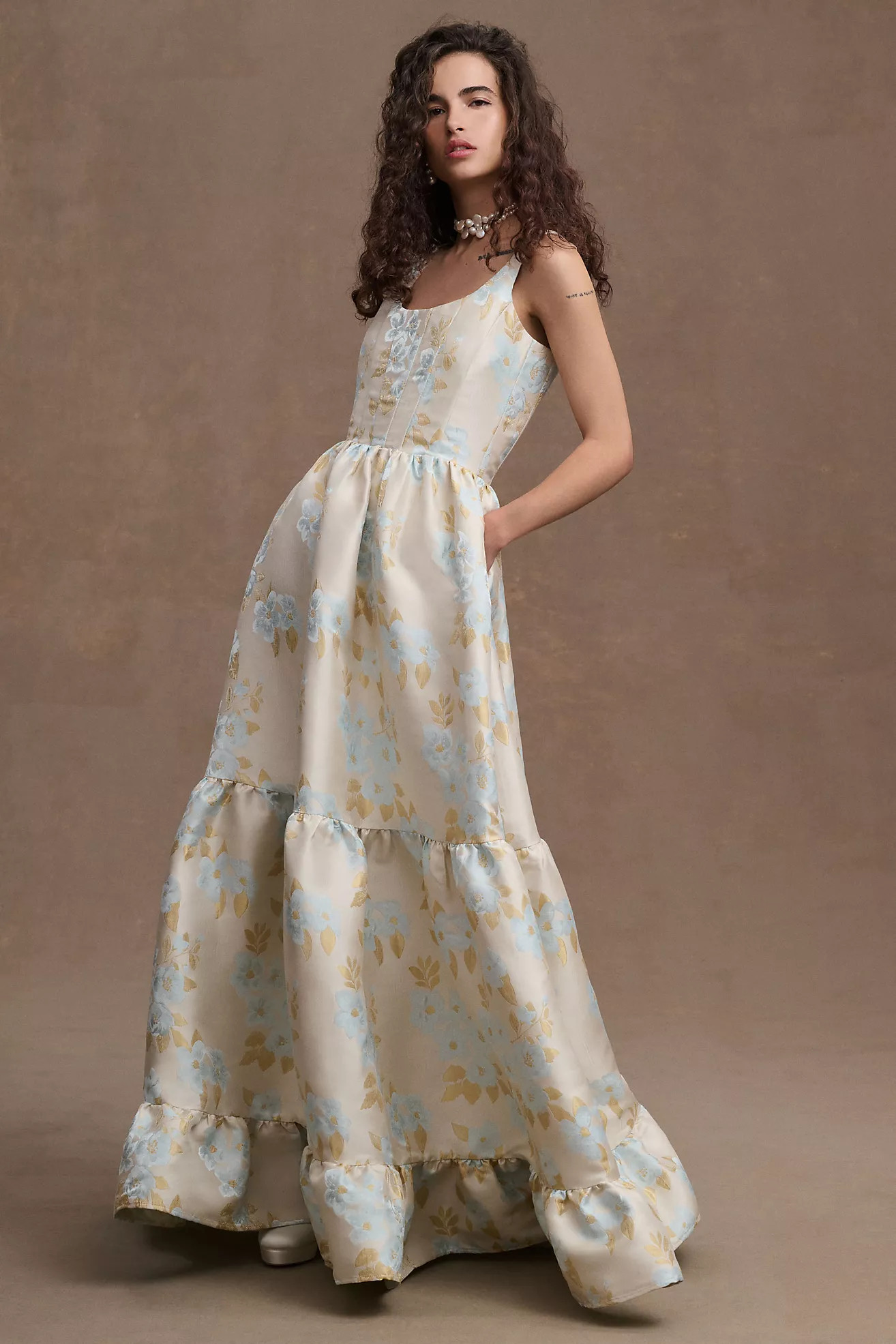 V. Chapman Avery Tiered A-Line Corset Gown | Anthropologie (US)