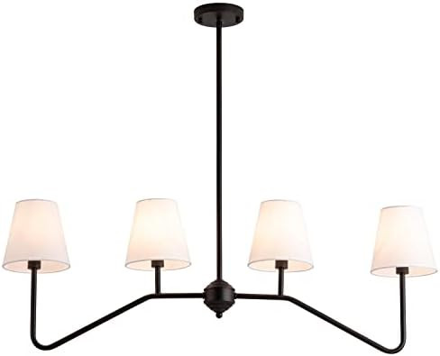 9MMML 39" 4 Arms Kitchen Island Lighting,4 Lights Dining Room Chandelier,Black Body + Fabric Shad... | Amazon (US)