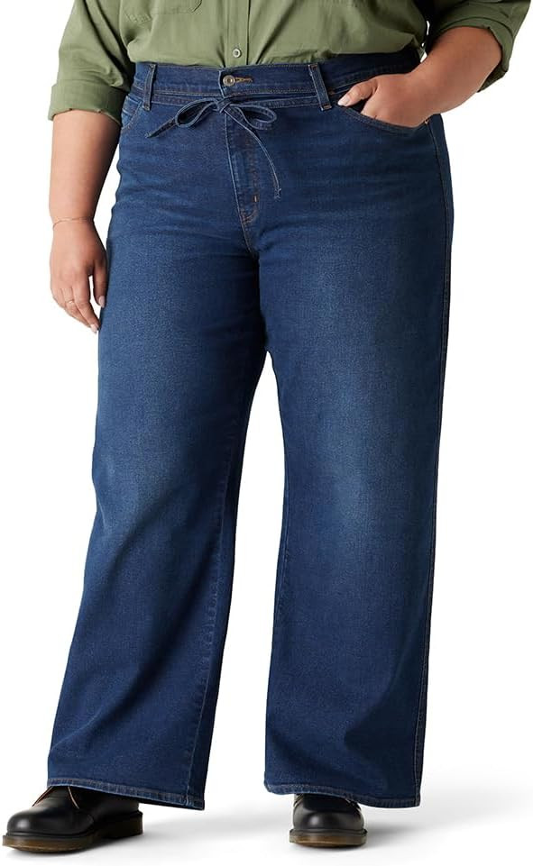Levi Strauss Signature Gold Women's Heritage Belted Wide Leg Jeans Mid-Rise Stretch Denim (Availa... | Amazon (US)