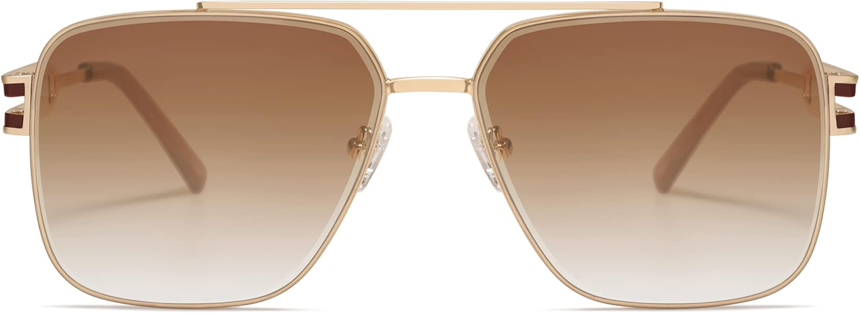 SOJOS Retro Oversized Square Sunglasses for Women Men, Vintage Large Double Bridge Metal Frame Un... | Amazon (US)