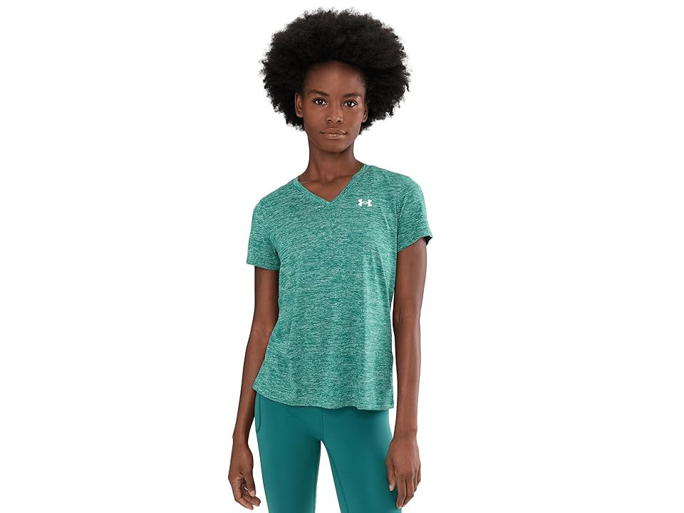 Under Armour Tech Short Sleeve V-Neck Twist Women's Clothing Rack Green/White : LG (US 12-14), Polyester | Zappos