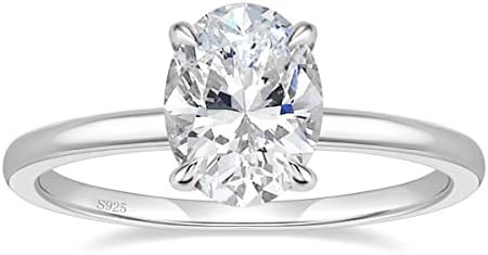 EAMTI 3CT 925 Sterling Silver Engagement Rings Oval Cut Solitaire Cubic Zirconia CZ Wedding Promi... | Amazon (US)