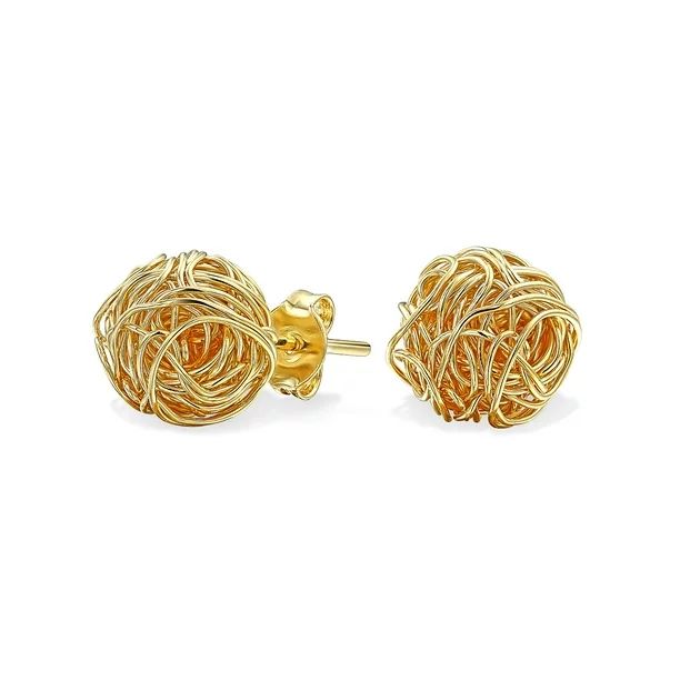 Wire Twisted Knot Rope Round Ball Stud Earrings Gold Plated 9MM | Walmart (US)