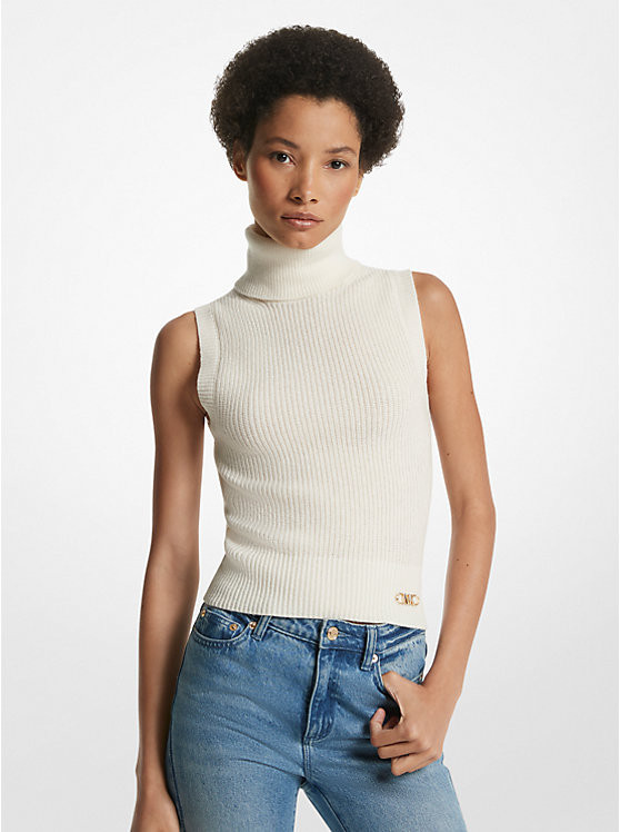Sleeveless Merino Wool Blend Turtleneck Top | Michael Kors US