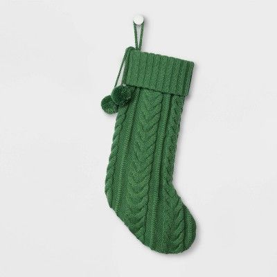 Cable Knit Christmas Stocking Green - Wondershop™ | Target