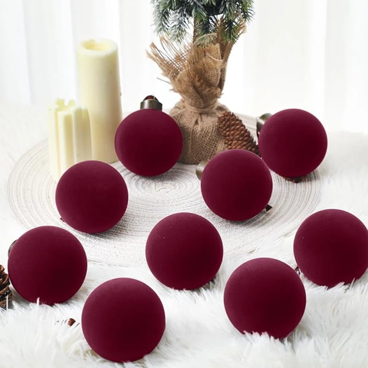15Pcs Velvet Christmas Ornaments Balls Bulk For Christmas Tree Decoration 3.15In Big Flocked Xmas Hanging Ornaments Set For Home Plastic Large Shatter | Wayfair North America