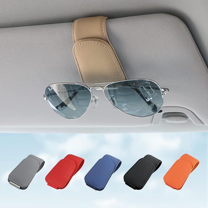 KanSmart Sunglass Holder for Car Visor Sunglasses Clip Magnetic Leather Glasses Eyeglass Holder T... | Amazon (US)