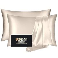 Silk Pillow Cases 2 Pack, Mulberry Silk Pillowcases Standard Set of 2, Health, Smooth, Anti Acne,... | Amazon (US)