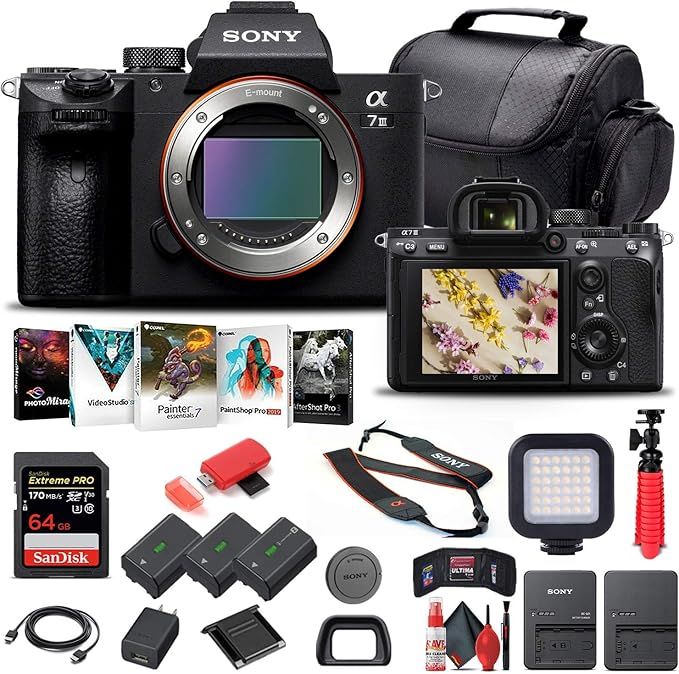 Sony Alpha a7 III Mirrorless Digital Camera (Body Only) (ILCE7M3/B) + 64GB Memory Card + 2 x NP-F... | Amazon (US)