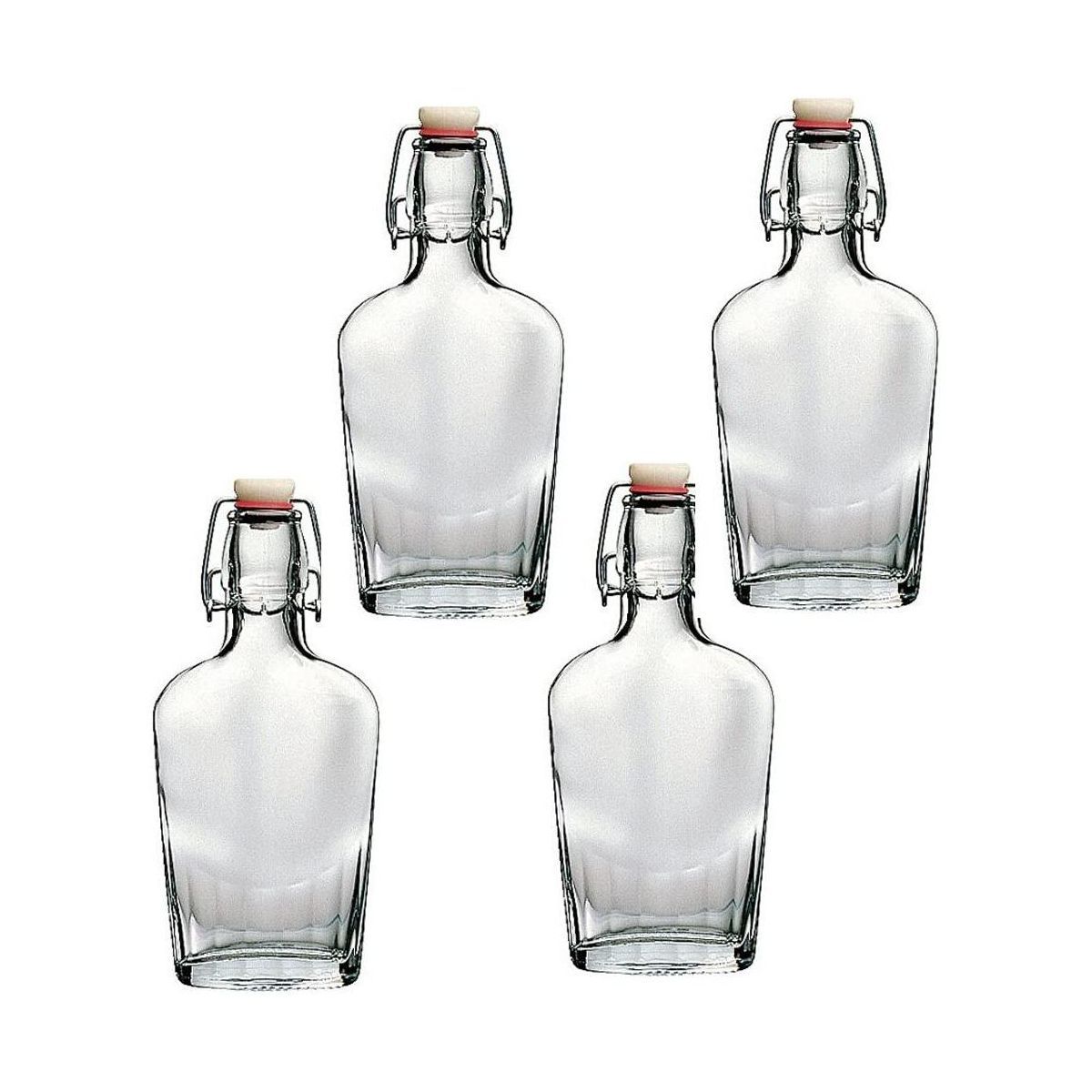 Bormioli Rocco Fiaschetta Glass 8.5 Ounce Hermetic Pocket Flask, Set of 4, Clear w/ White/Red Sto... | Target