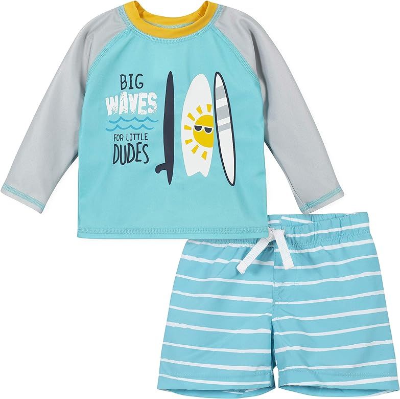 Gerber Baby-Boys Toddler Long Sleeved Rashguard Swim Bathing Suit Set | Amazon (US)