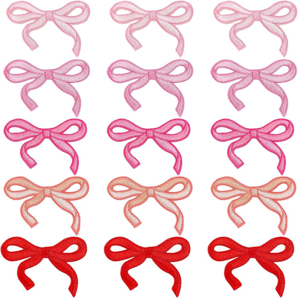15Pcs Bow Iron on Patches, Sweet Cute Bow Patch for Girls, Sew on/Iron on Embroidered Patches for... | Amazon (US)