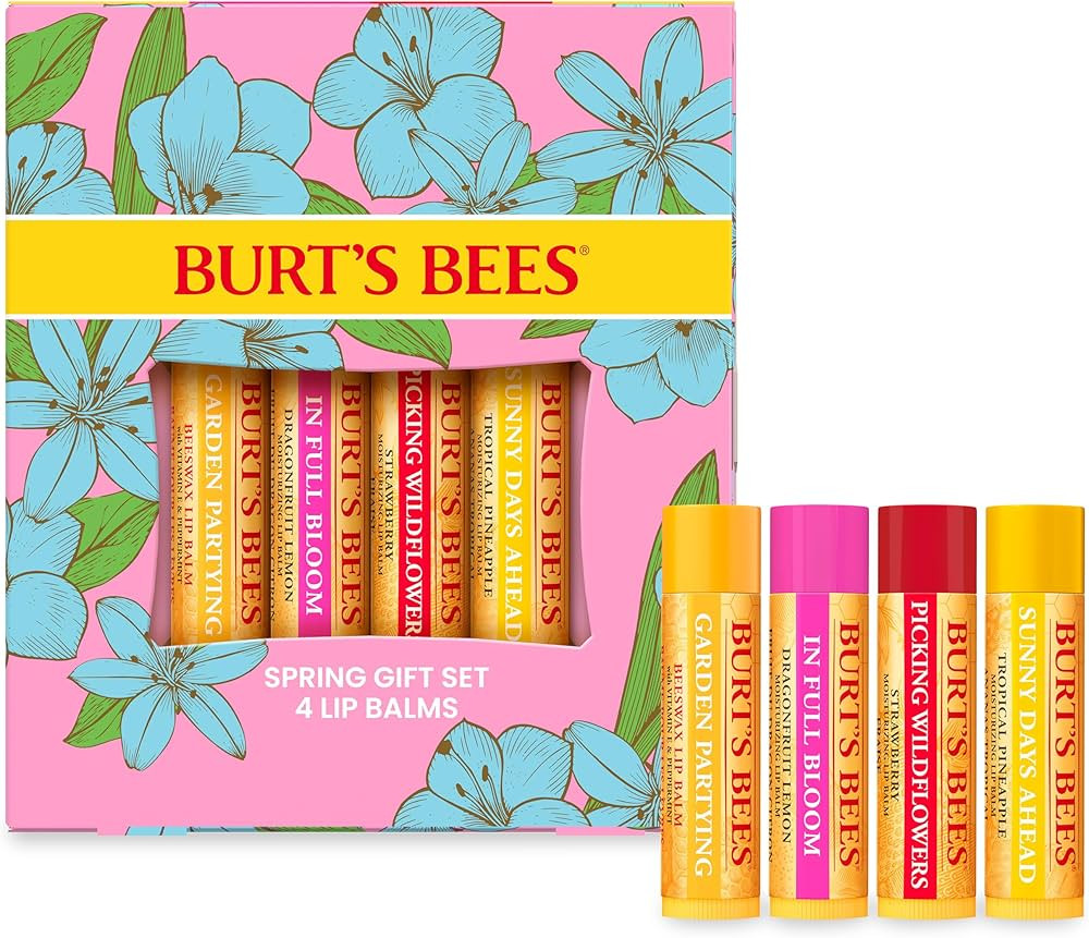 Burt's Bees Gifts Ideas - In Full Bloom Lip Balm Set, Original Beeswax, Dragonfruit Lemon, Tropic... | Amazon (US)