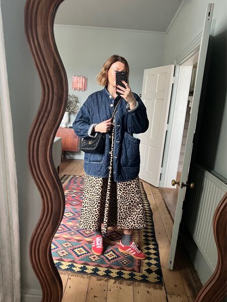 Blue pattern jacket, leopard print maxi dress, red suede trainers, crossbody bag

#LTKSeasonal #LTKeurope #LTKstyletip