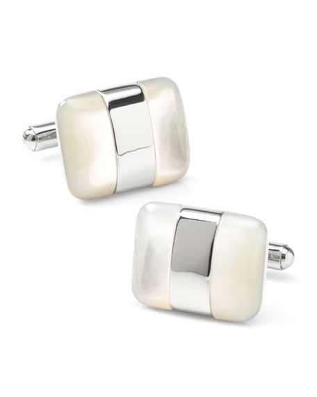 Cufflinks Inc. Men's Silver-Wrapped Mother-of-Pearl Cufflinks | Neiman Marcus