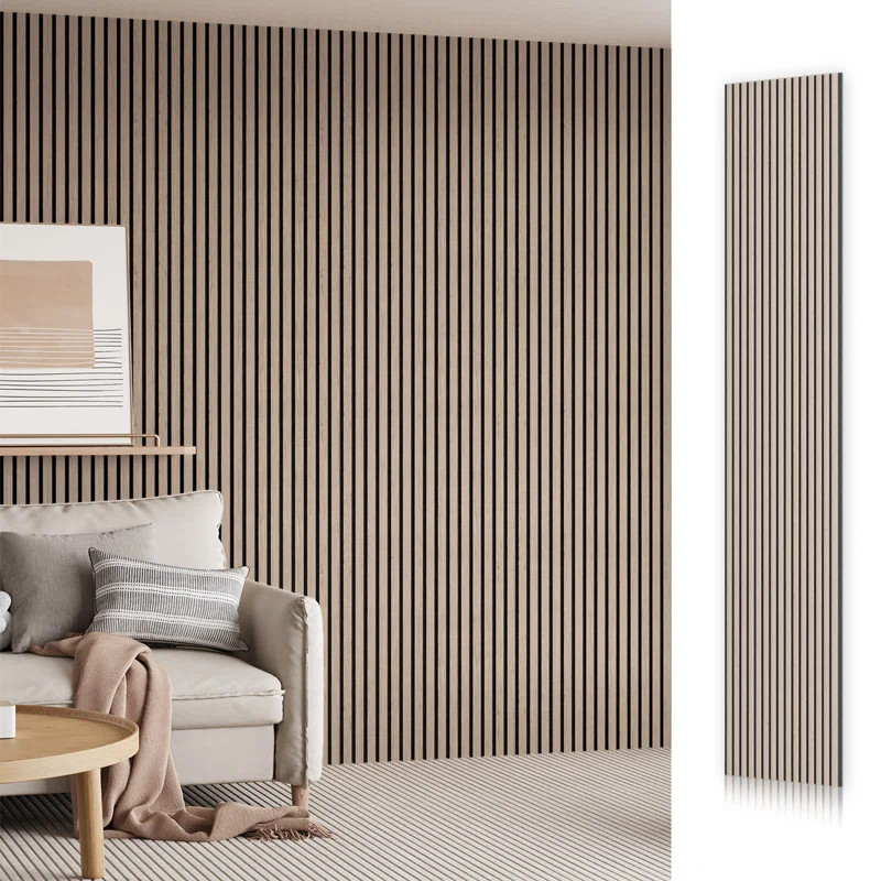 4PC x 106" x 12.6" 3D Acoustic/Sound proof Wood Slat Wall Panels (Set of 4/37.1 sq. ft.) | Wayfair North America