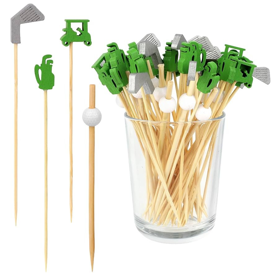 200pcs Golf Cocktail Picks, 4 Style Wooden Golf Drink Stirrers Decorative Martini Skewers Exquisi... | Amazon (US)