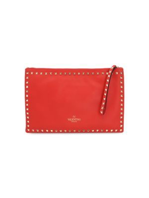 Valentino Garavani Rockstud Wristlet Clutch Bag In Red Leather | Saks Fifth Avenue OFF 5TH