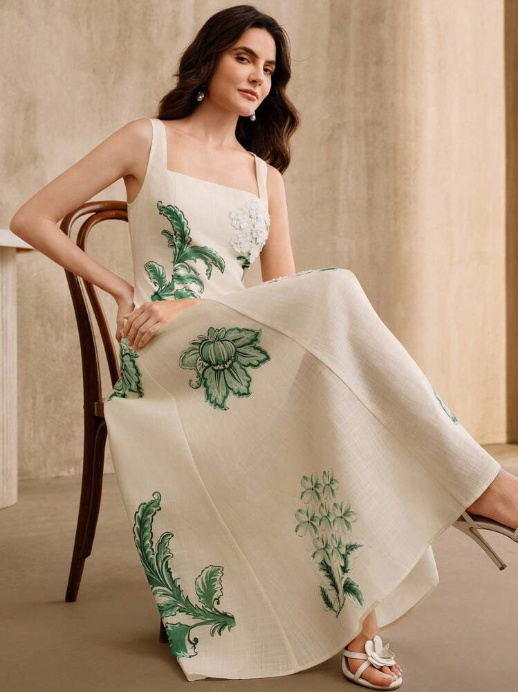 Anewsta Elegant Floral Print Spaghetti Strap Dress For Women | SHEIN