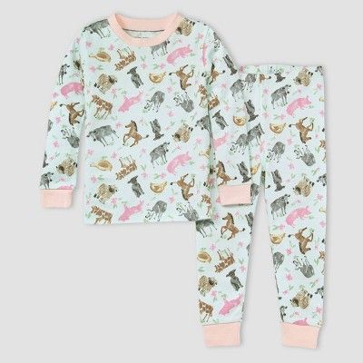 Burt's Bees Baby® Toddler Girls' 2pc Farm Animals Organic Cotton Snug Fit Pajama Set - Light Pin... | Target