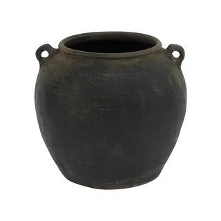 Lily's Living Large Vintage Black Pottery Jar with Two Handles, 13 Inch Tall - 12"W x 12"L x 13"H | Bed Bath & Beyond