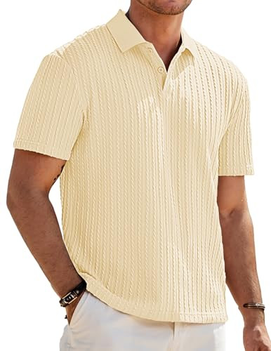 JMIERR Mens Casual Polo Shirt Summer Short Sleeve Vacation Button Beach Knit Stretchy Golf Shirts | Amazon (US)