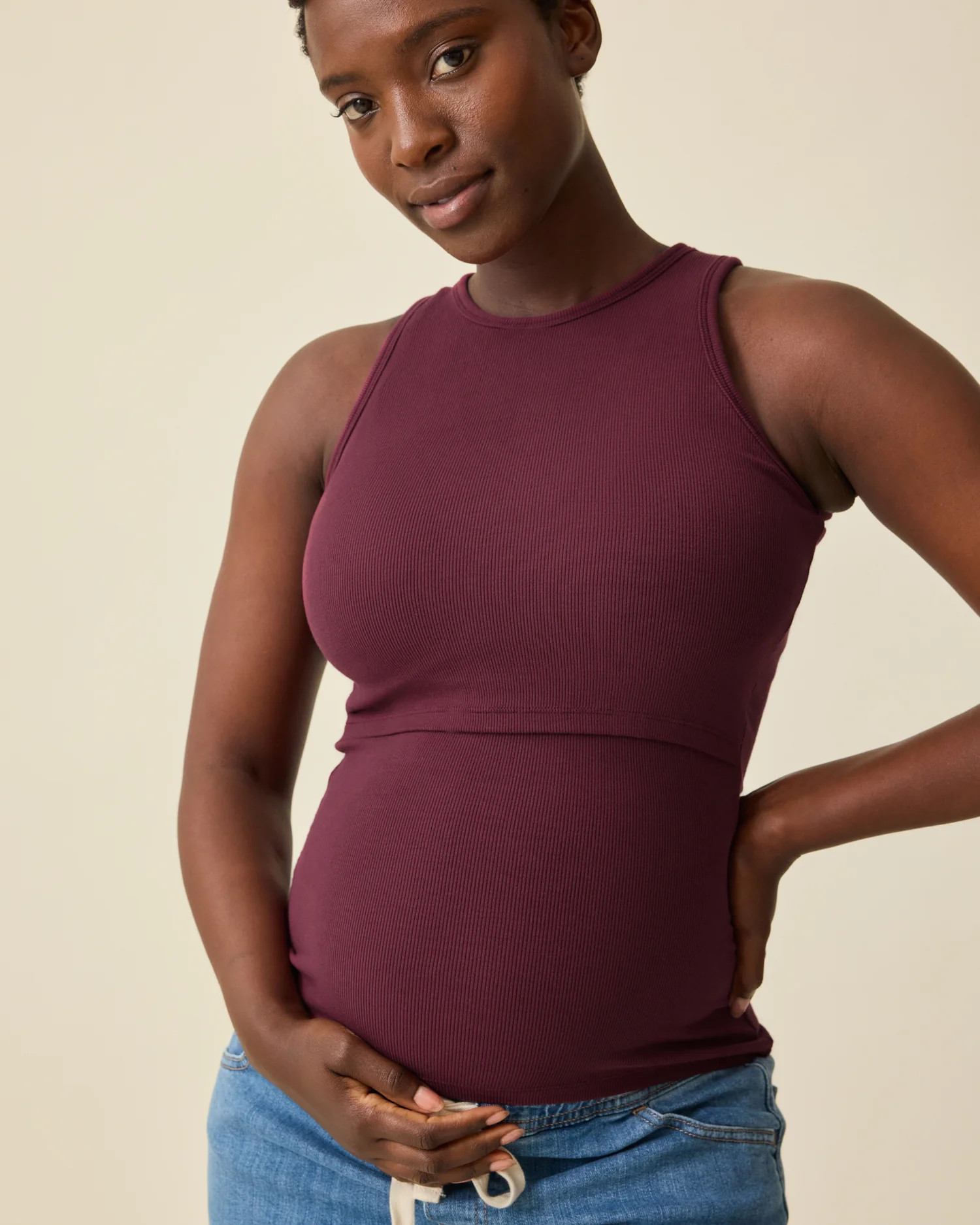 Ribbed Bamboo Racerback Nursing Tank | Deep Burgundy - Kindred Bravely | Kindred Bravely