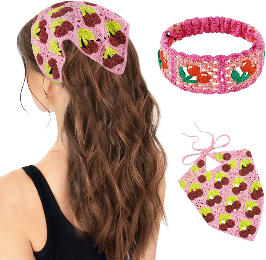 DOCILA Crochet Bandana Headbands For Women 2 Pcs Boho Knitted Hair Scarf Fashion Kerchief Head Wr... | Amazon (US)