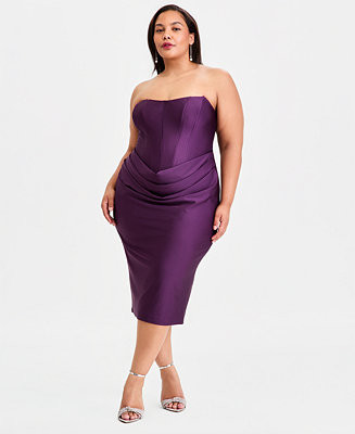 Trendy Plus Size Strapless Satin Sheath Dress | Macy's