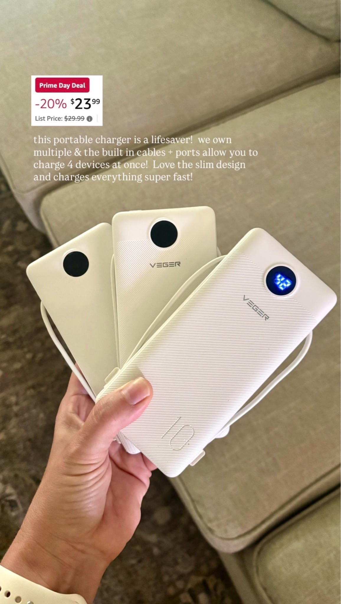 On sale for Amazon Prime Deals!  This portable charger is one of my most used gadgets!  It plus directly into the wall and has built in charging cords on the side.  Charges up to 4 devices at once and love the slim design!

#LTKHome #LTKSaleAlert #LTKTravel