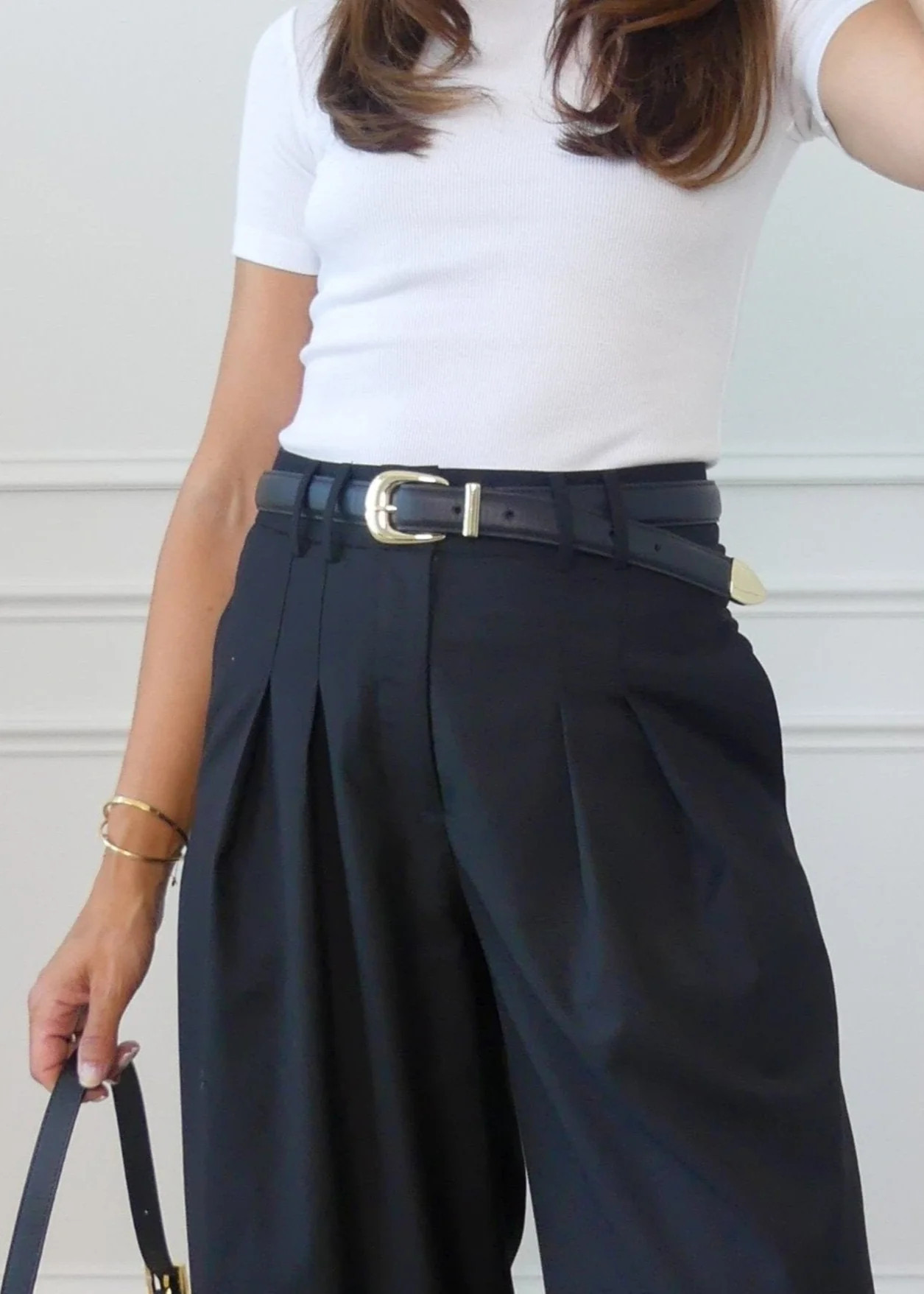 TWILL TAILORED WIDE LEG TROUSERS - BLACK | WAT The Brand