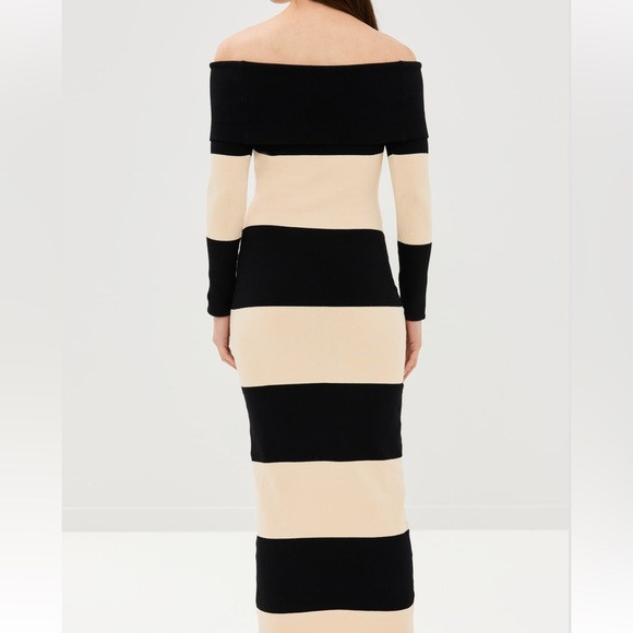 Posse Theo Off Shoulder Dress - Black and Cream Long Sleeve Bodycon Dress | Poshmark