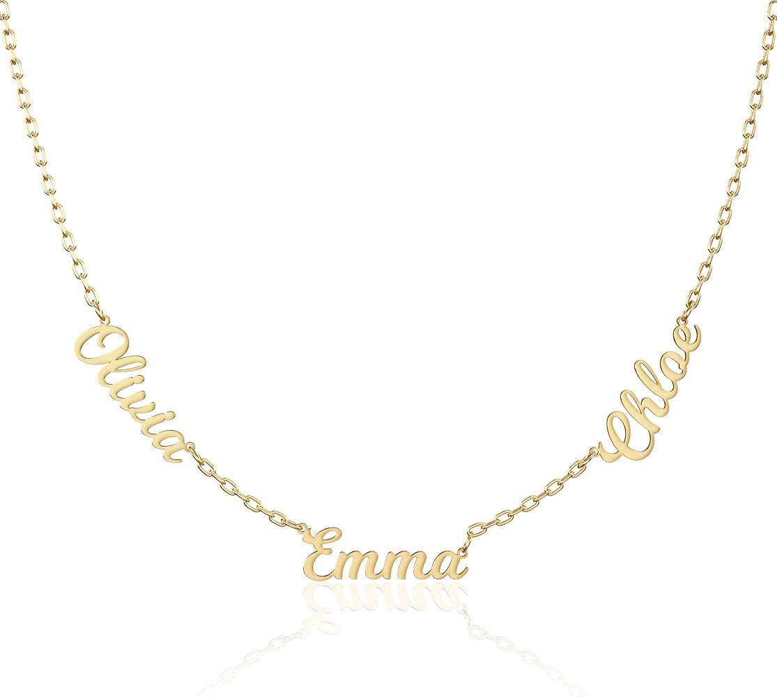 CAITLYNMINIMALIST Custom Name Necklace in 18K Gold 925 Sterling Silver | Box Chain Cable Chain | ... | Amazon (US)