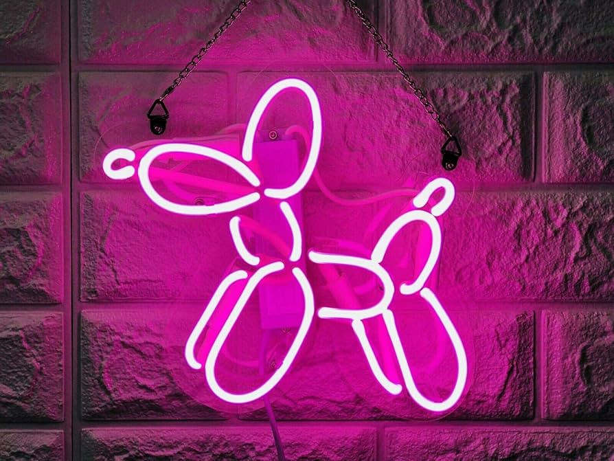 Queen Sense 14" Dog Balloon Neon Sign Acrylic Handmade Man Cave Beer Pub Bar Wall Decor Lamp Ligh... | Amazon (US)